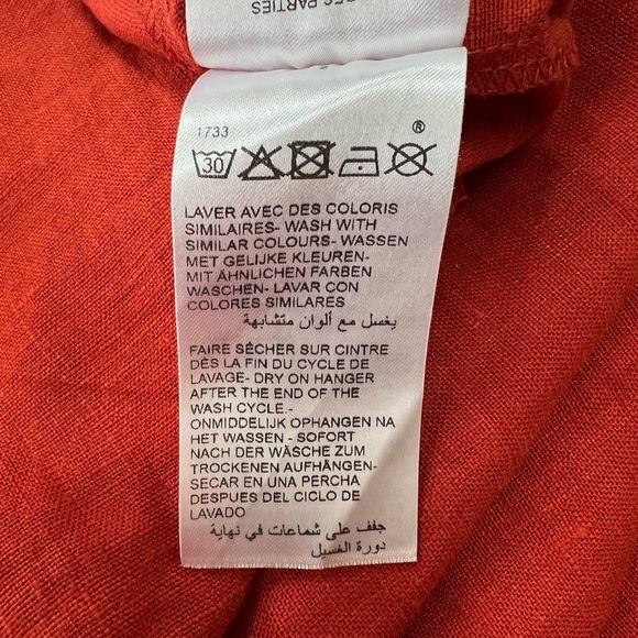 Maison 123 100% Linen Button Down Shirtdress in Orange Red, size F42 / US12 - Picture 9 of 10